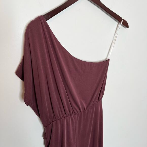 Lulu's Women's Take Me Out One Shoulder Maxi Dress Size Medium Washed Plum - Picture 8 of 12